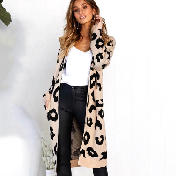 Leopard Print Open Front Cardigan - Picture 4 of 5